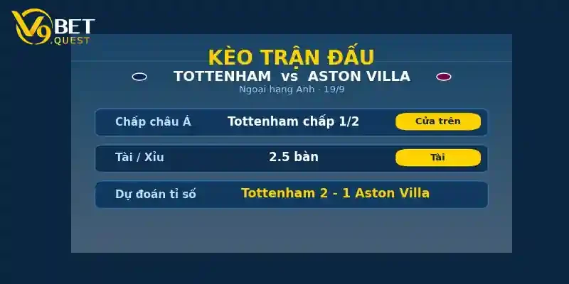 Soi kèo Tottenham vs Aston Villa ngày 19/9 – Vòng 3 Ngoại hạng Anh 2 Kèo trận đấu Tottenham vs Aston Villa