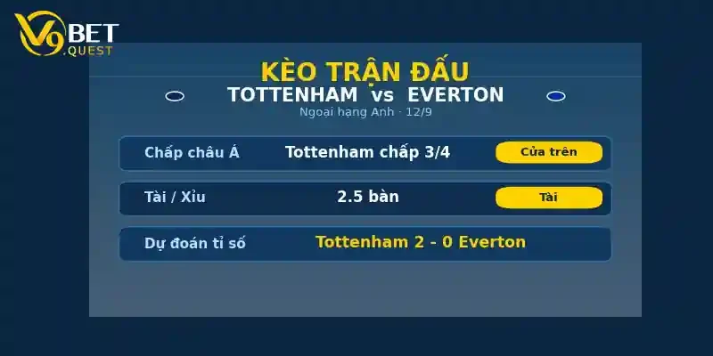 Soi kèo Tottenham vs Everton 21h00 ngày 12/9 – Vòng 4 Ngoại hạng Anh 2 Kèo trận đấu Tottenham vs Everton
